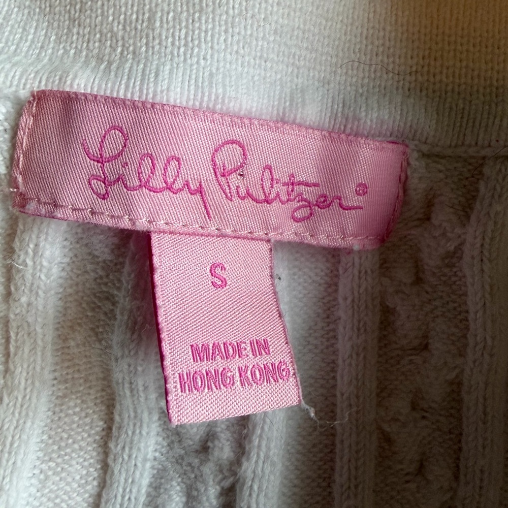 NWOT! Lilly Pulitzer White Cable Knit Top with Pink Label - Picture 5 of 5